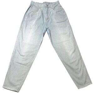 Vintage Brittania Hickory Stripe Denim Jeans Womens 12 High Rise Taper Blue/Whit